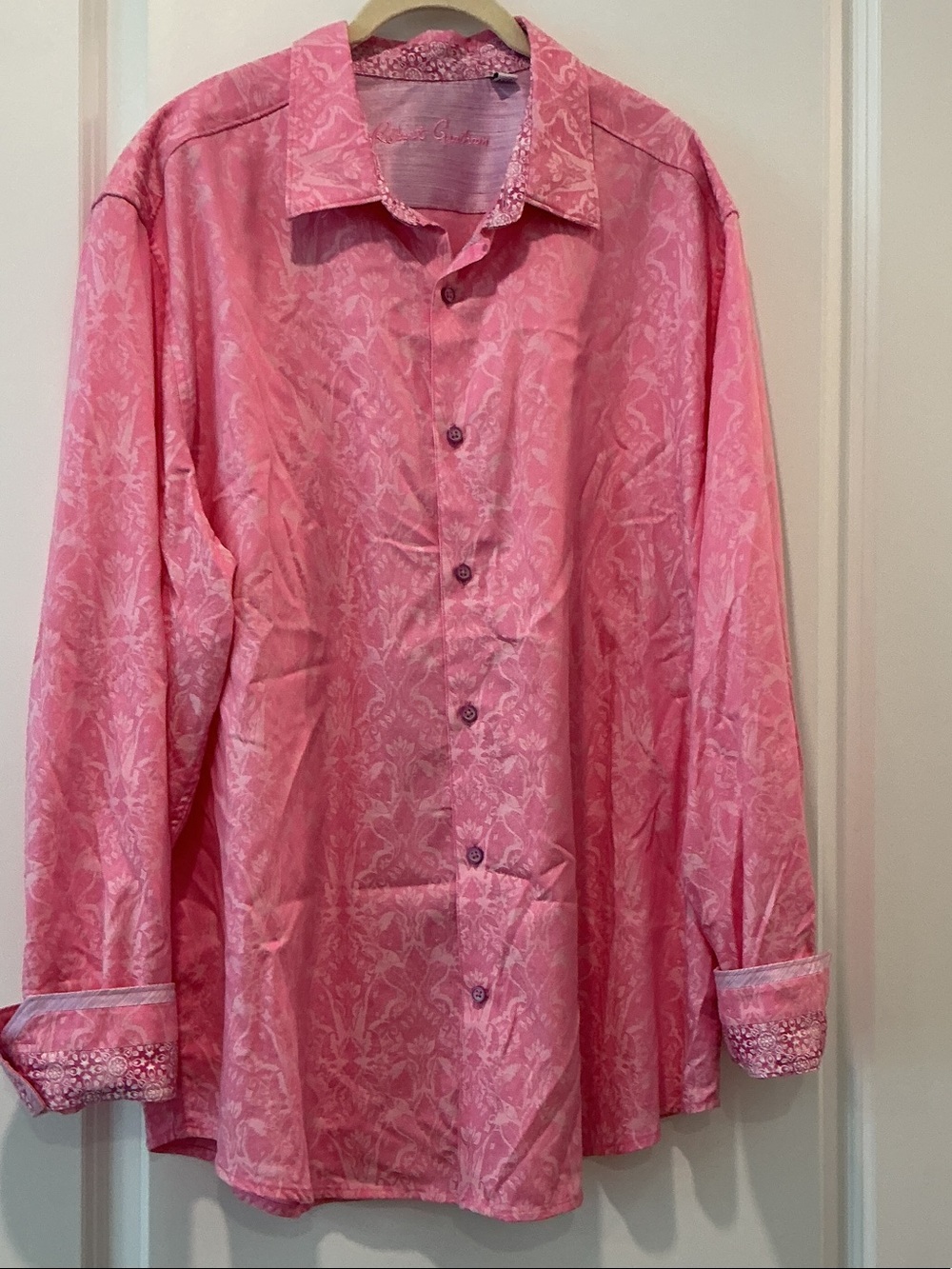 Robert Graham Pink Floral Jacquard Flip Cuff Button Down Shirt